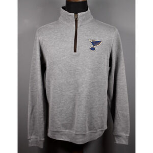 NHL Official Pullover 1/4 Zip St. Louis Blues Embroidered Logo Gray Size Med NEW
